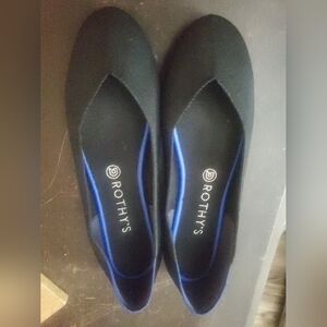 Rothy's Women's Black Ballet Flats with Blue Trim